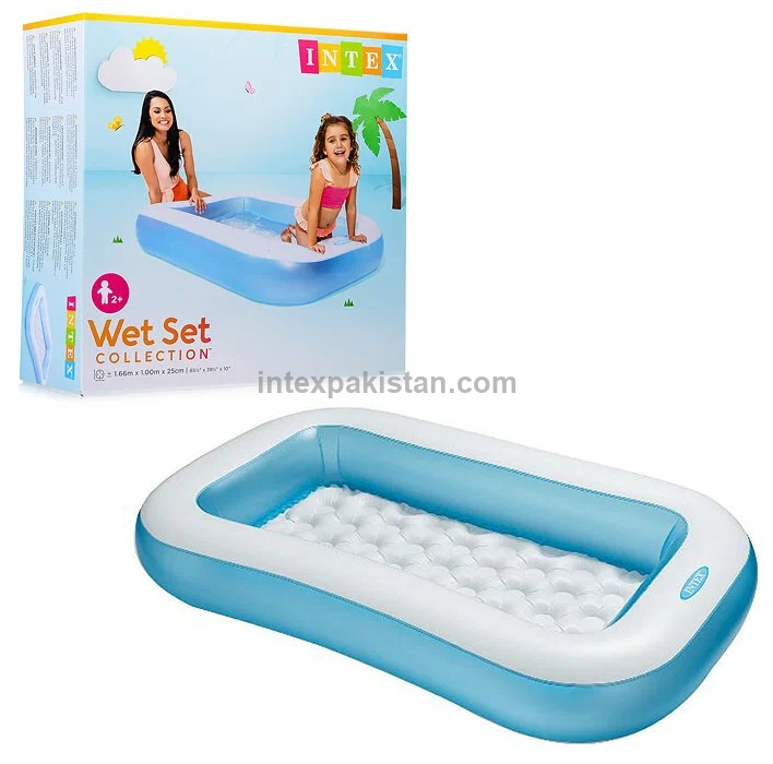 INTEX 5.4 ft x 3.2 ft x 0.9 ft Rectangular Inflatable Kiddie Pool Blue