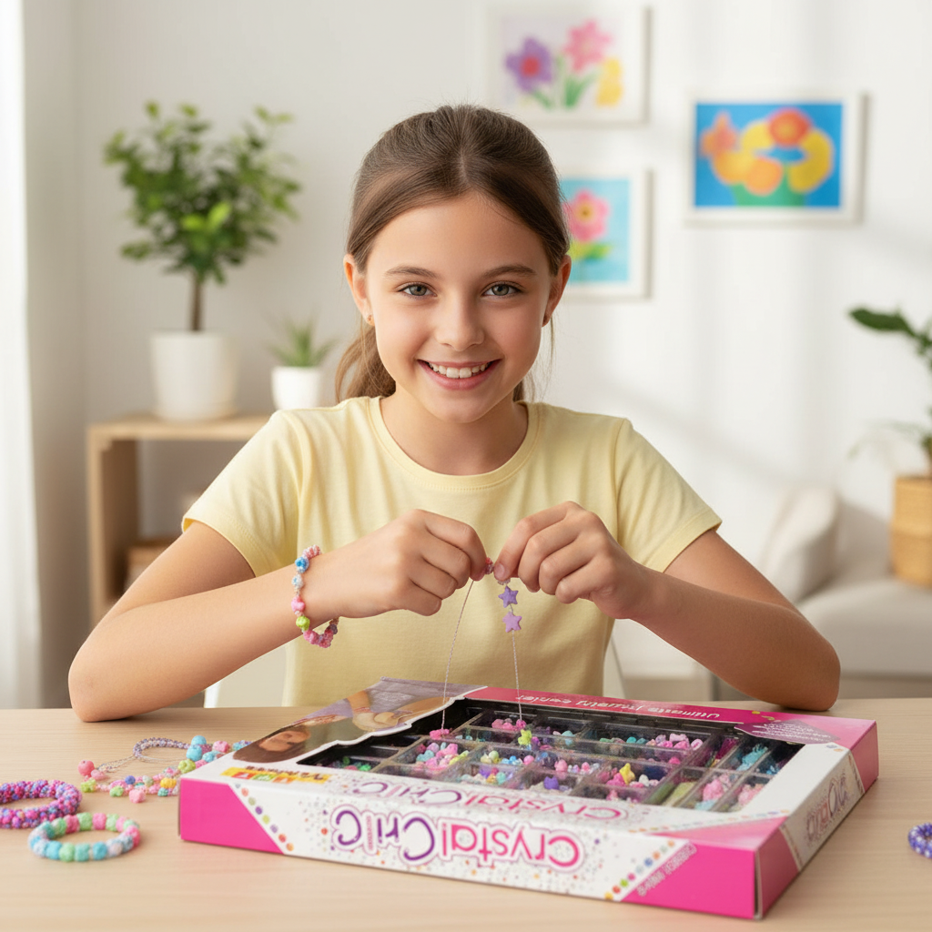 Girl crafting with kit