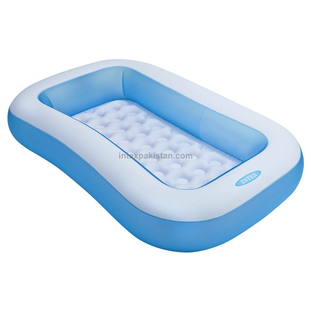 INTEX 5.4 ft x 3.2 ft x 0.9 ft Rectangular Inflatable Kiddie Pool Blue